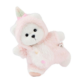 Медведь Lina TeddyTales, в костюмчике Розового единорога, белый, брелок, XS, 15 см